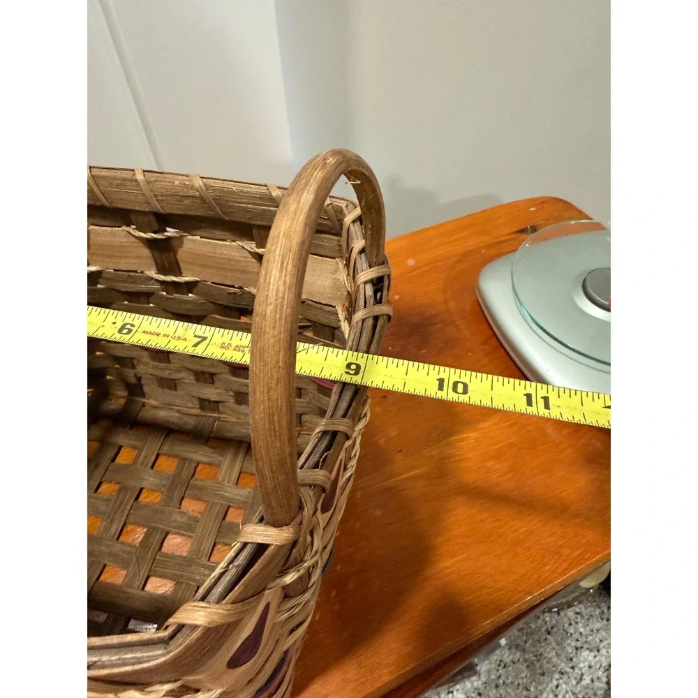 Vintage Woven Splint Wood Heart Basket Rustic Farmhouse Decor with Handles